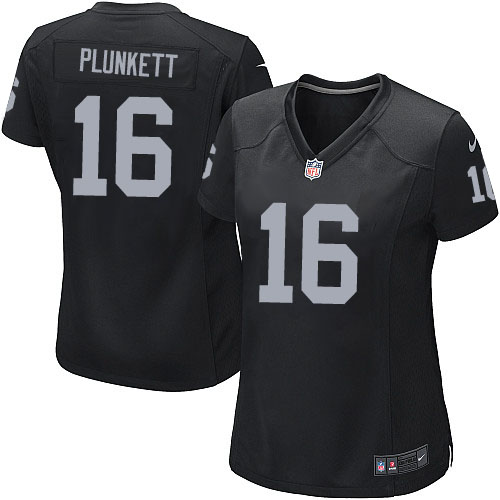 Women's Nike Oakland Raiders #16 Jim Plunkett Game Black Team Color NFL Jersey