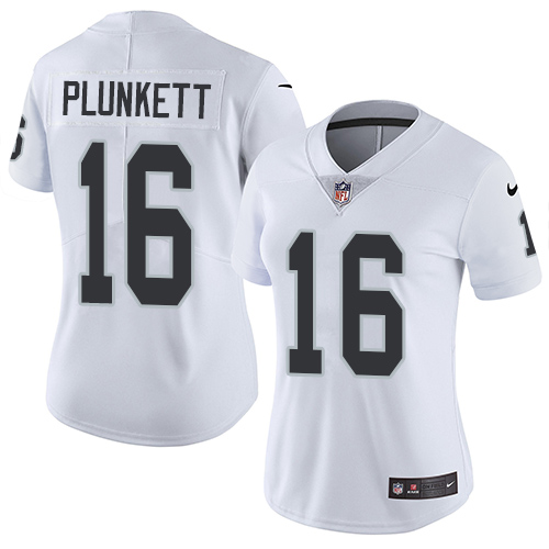 Women's Nike Oakland Raiders #16 Jim Plunkett White Vapor Untouchable Elite Player NFL Jersey