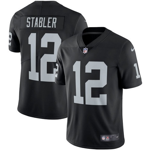 Youth Nike Oakland Raiders #12 Kenny Stabler Black Team Color Vapor Untouchable Elite Player NFL Jersey
