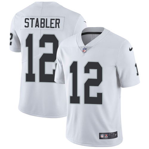 Youth Nike Oakland Raiders #12 Kenny Stabler White Vapor Untouchable Elite Player NFL Jersey