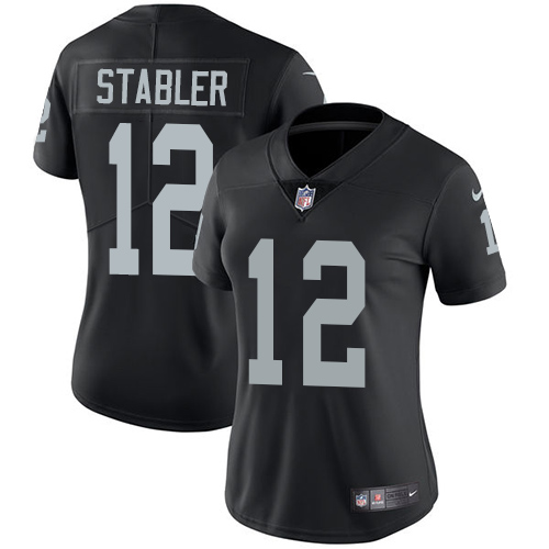 Women's Nike Oakland Raiders #12 Kenny Stabler Black Team Color Vapor Untouchable Elite Player NFL Jersey