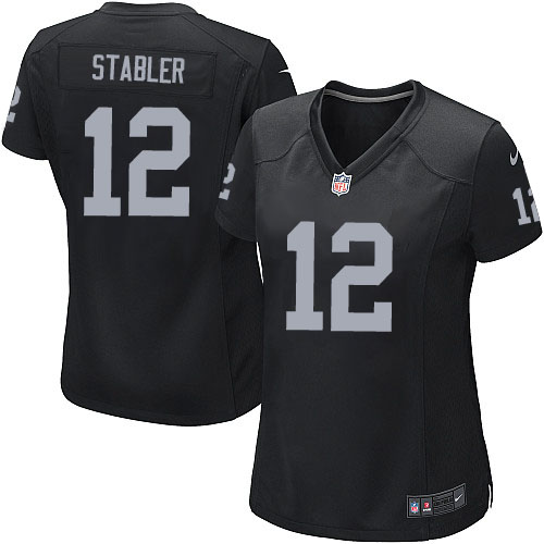 Women's Nike Oakland Raiders #12 Kenny Stabler Game Black Team Color NFL Jersey