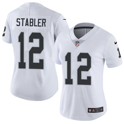 Women's Nike Oakland Raiders #12 Kenny Stabler White Vapor Untouchable Elite Player NFL Jersey