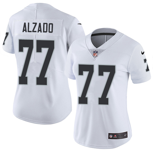 Women's Nike Oakland Raiders #77 Lyle Alzado White Vapor Untouchable Elite Player NFL Jersey