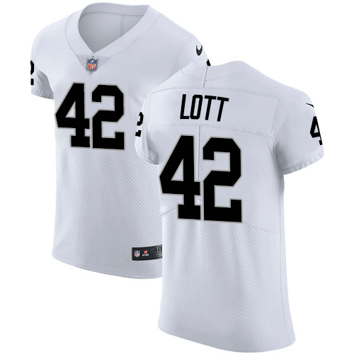 Men's Nike Oakland Raiders #42 Ronnie Lott White Vapor Untouchable Elite Player NFL Jersey