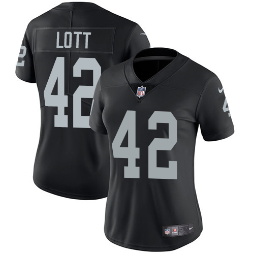 Women's Nike Oakland Raiders #42 Ronnie Lott Black Team Color Vapor Untouchable Elite Player NFL Jersey
