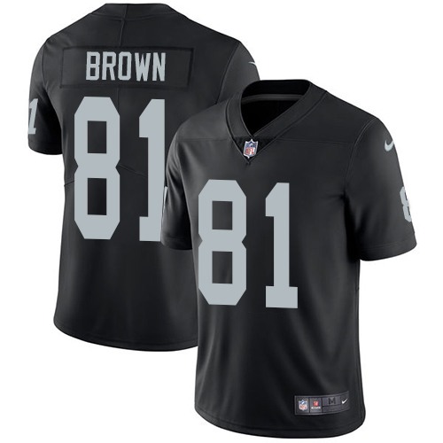 Men's Nike Oakland Raiders #81 Tim Brown Black Team Color Vapor Untouchable Limited Player NFL Jersey