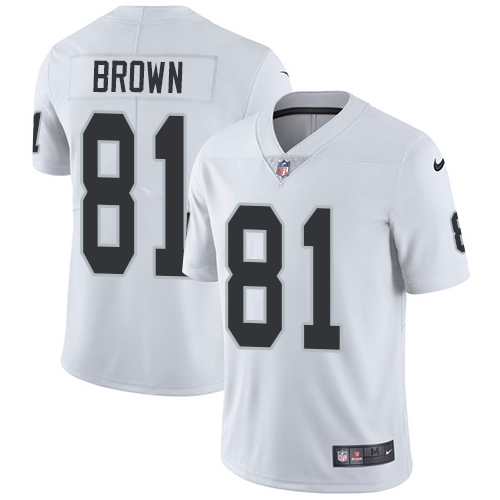 Men's Nike Oakland Raiders #81 Tim Brown White Vapor Untouchable Limited Player NFL Jersey