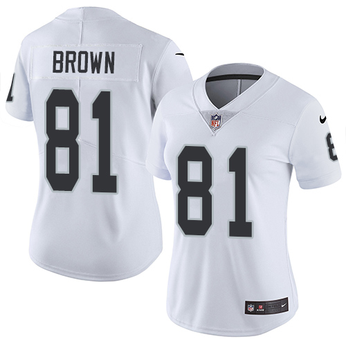 Women's Nike Oakland Raiders #81 Tim Brown White Vapor Untouchable Elite Player NFL Jersey