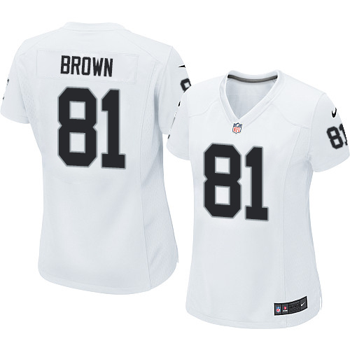 Women's Nike Oakland Raiders #81 Tim Brown Game White NFL Jersey