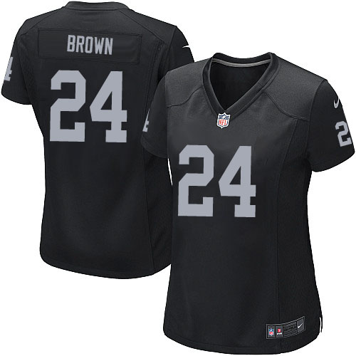 Women's Nike Oakland Raiders #24 Willie Brown Game Black Team Color NFL Jersey