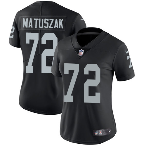 Women's Nike Oakland Raiders #72 John Matuszak Black Team Color Vapor Untouchable Elite Player NFL Jersey