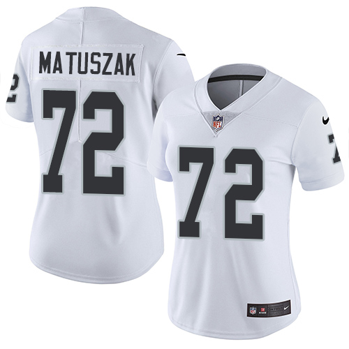Women's Nike Oakland Raiders #72 John Matuszak White Vapor Untouchable Elite Player NFL Jersey