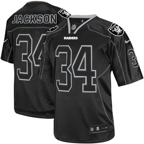 Men's Nike Oakland Raiders #34 Bo Jackson Elite Lights Out Black NFL Jersey