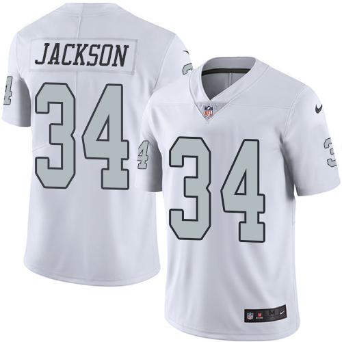 Youth Nike Oakland Raiders #34 Bo Jackson Elite White Rush Vapor Untouchable NFL Jersey