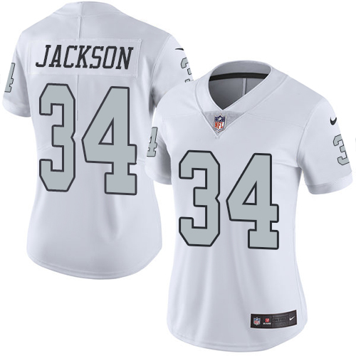 Women's Nike Oakland Raiders #34 Bo Jackson Elite White Rush Vapor Untouchable NFL Jersey