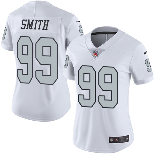 Women's Nike Oakland Raiders #99 Aldon Smith Elite White Rush Vapor Untouchable NFL Jersey