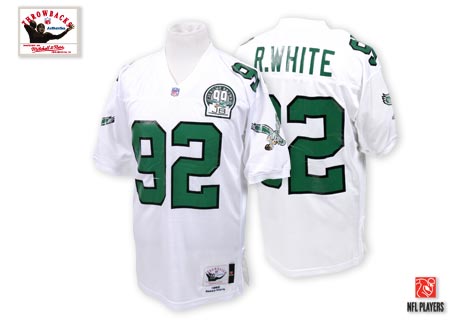 Mitchell And Ness Philadelphia Eagles #92 Reggie White White Authentic Throwback NFL Jersey