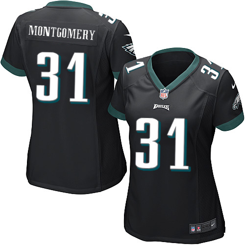 Women's Nike Philadelphia Eagles #31 Wilbert Montgomery Game Black Alternate NFL Jersey