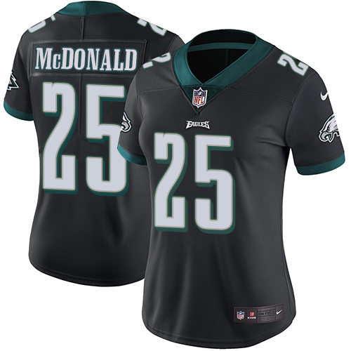 Women's Nike Philadelphia Eagles #25 Tommy McDonald Black Alternate Vapor Untouchable Limited Player NFL Jersey