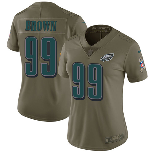 Women's Nike Philadelphia Eagles #99 Jerome Brown Limited Olive 2017 Salute to Service NFL Jersey
