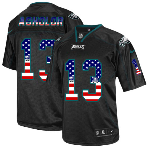 Men's Nike Philadelphia Eagles #13 Nelson Agholor Limited Black USA Flag Fashion NFL Jersey