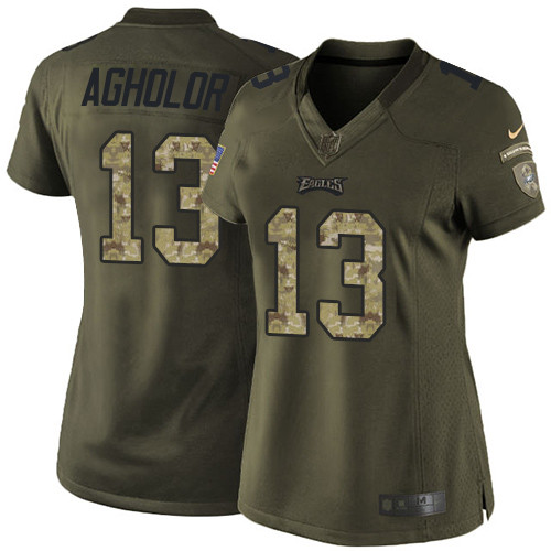 Women's Nike Philadelphia Eagles #13 Nelson Agholor Limited Green Salute to Service NFL Jersey