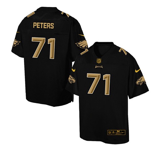 Men's Nike Philadelphia Eagles #71 Jason Peters Elite Black Pro Line Gold Collection NFL Jersey