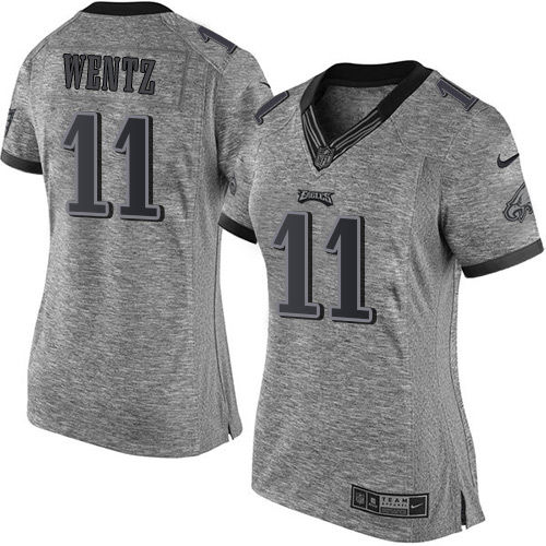 Women's Nike Philadelphia Eagles #11 Carson Wentz Elite Gray Gridiron NFL Jersey