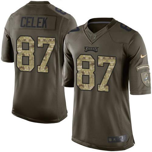 Men's Nike Philadelphia Eagles #87 Brent Celek Limited Green Salute to Service NFL Jersey