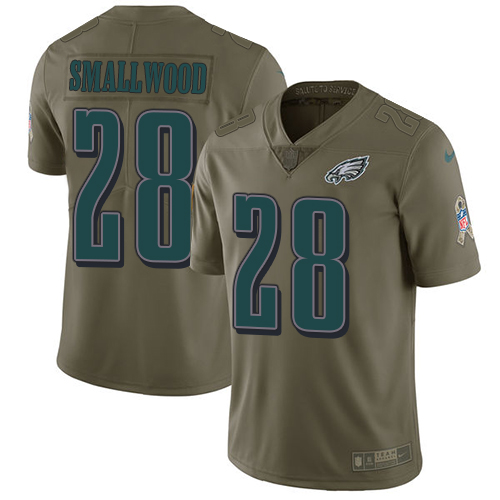 Youth Nike Philadelphia Eagles #28 Wendell Smallwood Limited Olive 2017 Salute to Service NFL Jersey