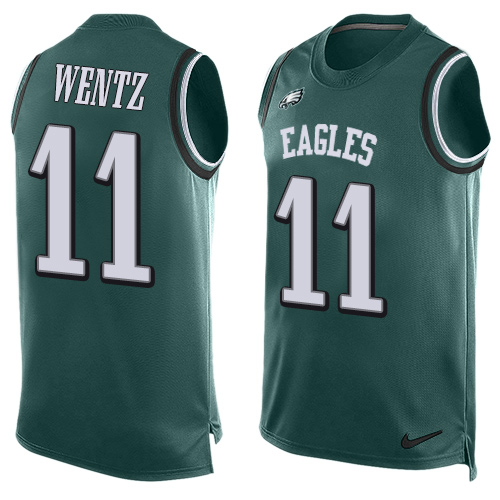 Men's Nike Philadelphia Eagles #11 Carson Wentz Limited Midnight Green Player Name & Number Tank Top NFL Jersey