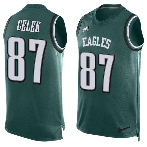 Men's Nike Philadelphia Eagles #87 Brent Celek Limited Midnight Green Player Name & Number Tank Top NFL Jersey