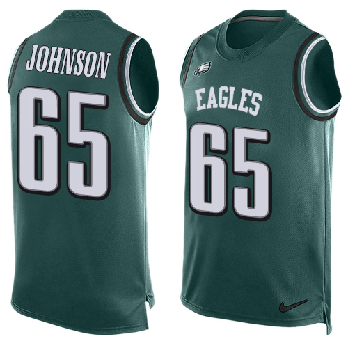 Men's Nike Philadelphia Eagles #65 Lane Johnson Limited Midnight Green Player Name & Number Tank Top NFL Jersey