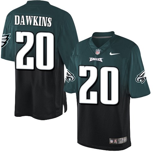 Men's Nike Philadelphia Eagles #20 Brian Dawkins Limited Midnight Green/Black Fadeaway NFL Jersey