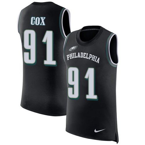 Men's Nike Philadelphia Eagles #91 Fletcher Cox Black Rush Player Name & Number Tank Top NFL Jersey