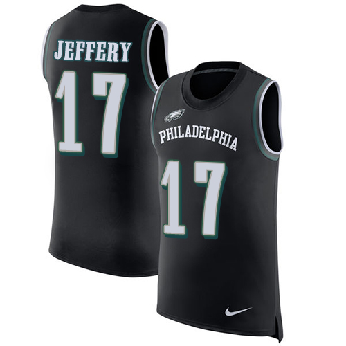 Men's Nike Philadelphia Eagles #17 Alshon Jeffery Black Rush Player Name & Number Tank Top NFL Jersey
