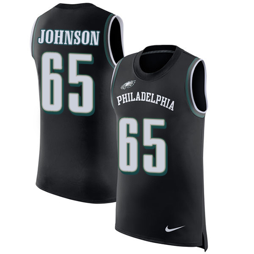 Men's Nike Philadelphia Eagles #65 Lane Johnson Black Rush Player Name & Number Tank Top NFL Jersey