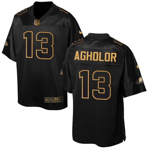 Men's Nike Philadelphia Eagles #13 Nelson Agholor Elite Black Pro Line Gold Collection NFL Jersey