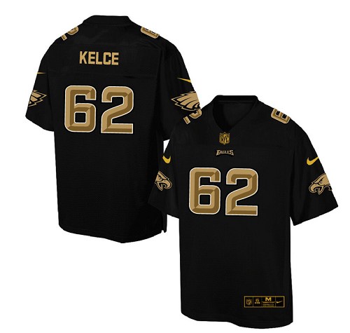 Men's Nike Philadelphia Eagles #62 Jason Kelce Elite Black Pro Line Gold Collection NFL Jersey