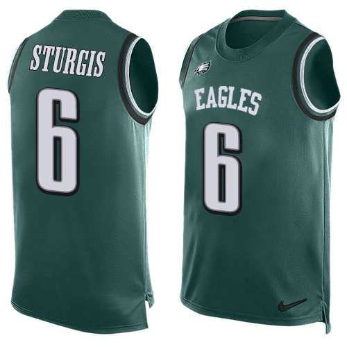 Men's Nike Philadelphia Eagles #6 Caleb Sturgis Limited Midnight Green Player Name & Number Tank Top NFL Jersey