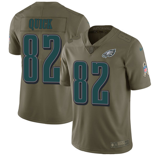 Men's Nike Philadelphia Eagles #82 Mike Quick Limited Olive 2017 Salute to Service NFL Jersey