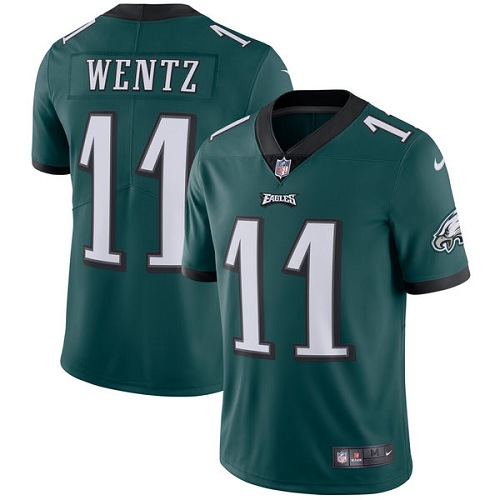 Youth Nike Philadelphia Eagles #11 Carson Wentz Midnight Green Team Color Vapor Untouchable Limited Player NFL Jersey
