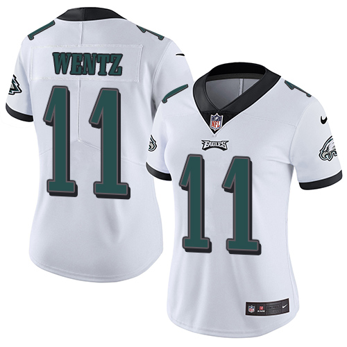 Women's Nike Philadelphia Eagles #11 Carson Wentz White Vapor Untouchable Limited Player NFL Jersey