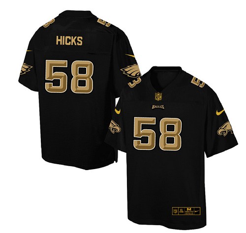 Men's Nike Philadelphia Eagles #58 Jordan Hicks Elite Black Pro Line Gold Collection NFL Jersey