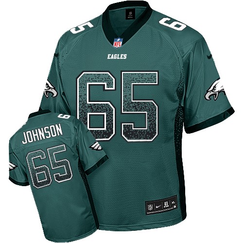 Men's Nike Philadelphia Eagles #65 Lane Johnson Elite Midnight Green Drift Fashion NFL Jersey