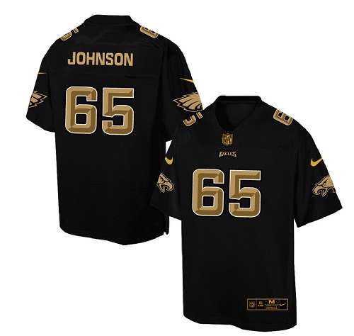Men's Nike Philadelphia Eagles #65 Lane Johnson Elite Black Pro Line Gold Collection NFL Jersey