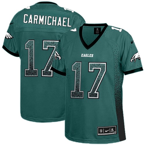 Women's Nike Philadelphia Eagles #17 Harold Carmichael Elite Midnight Green Drift Fashion NFL Jersey