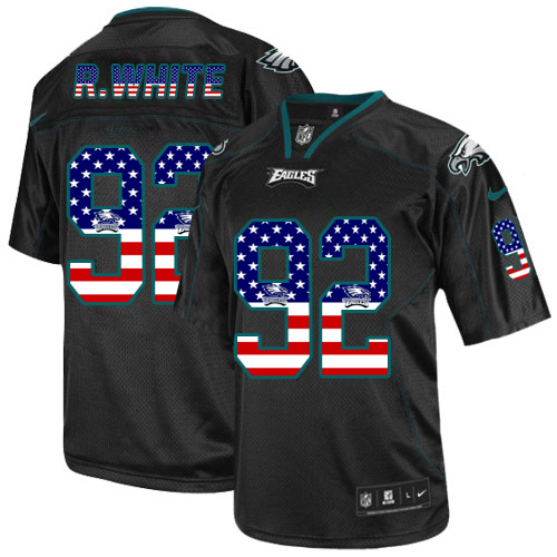 Men's Nike Philadelphia Eagles #92 Reggie White Elite Black USA Flag Fashion NFL Jersey