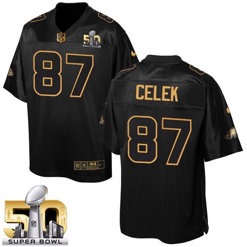 Men's Nike Philadelphia Eagles #87 Brent Celek Elite Black Pro Line Gold Collection NFL Jersey